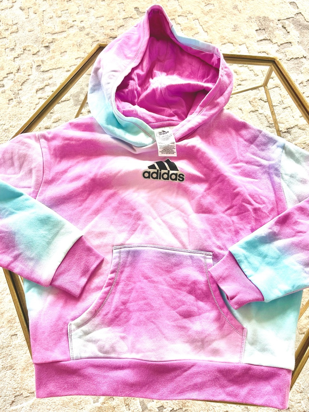 adidas Kids Pink & Aqua Tie-Dye Hoodie